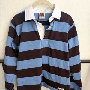 KOTN Blue and Brown Striped Rugby Top